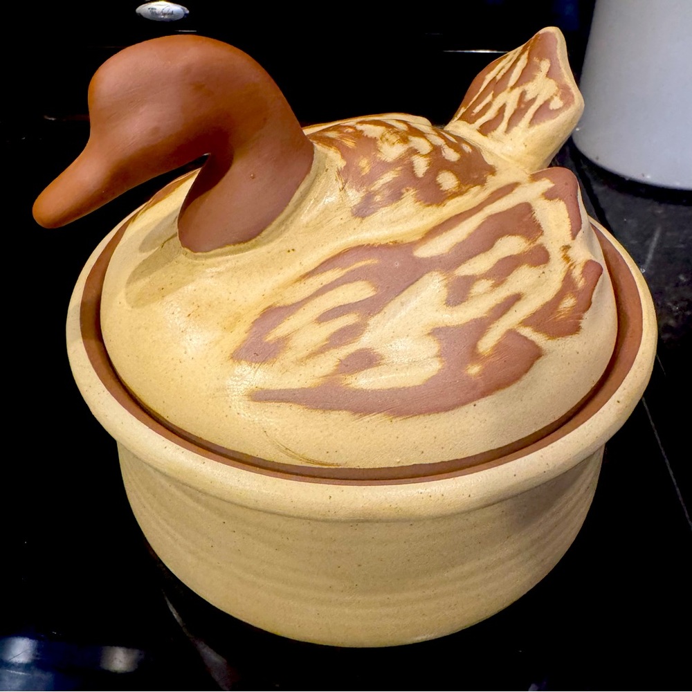 Vintage Stoneware Duck Soup Tureen Dutch Oven